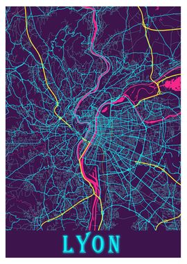 Lyon Neon City Map