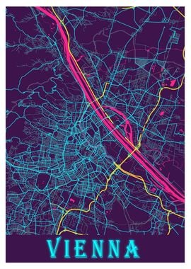 Vienna Neon City Map