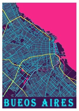 Bueos Aires Neon City Map