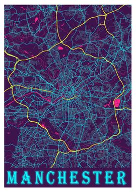 Manchester Neon City Map