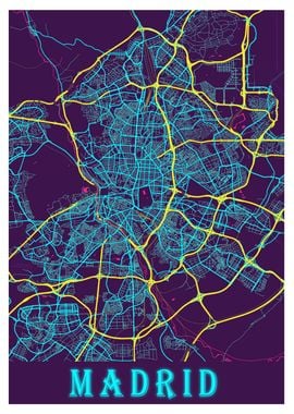 Madrid Neon City Map