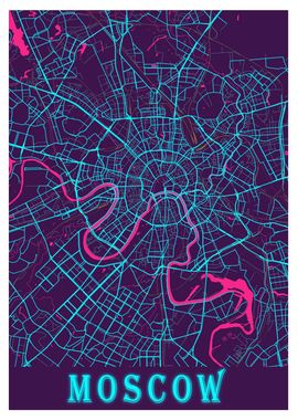 Moscow Neon City Map