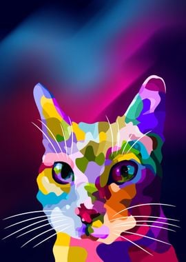 Colorful Cat Portrait