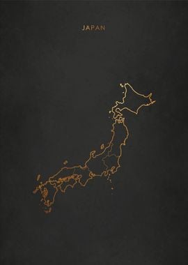 Gold Japan Map