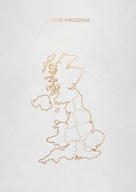 Gold United Kingdom Map