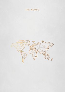 Gold World Map Minimal