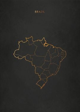 Gold Brazil Map