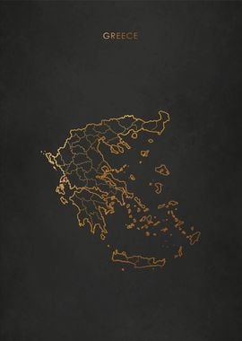 Gold Greece Map