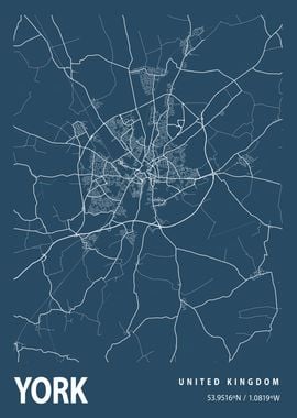 York Blueprint Street Map