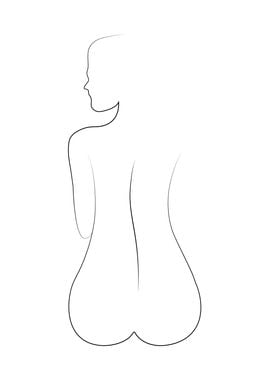 Nude Sitting Girl Line Art