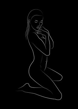 Naked Sensual Girl Drawing