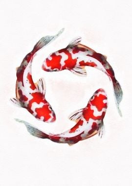 Three Koi Fish Artwork