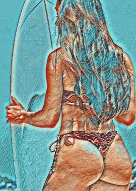 Surfergirl with surfboard