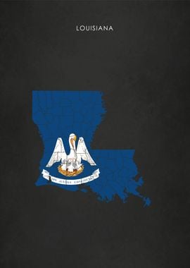 Louisiana Flag Map