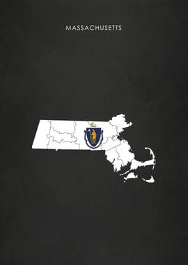 Massachusetts Flag Map