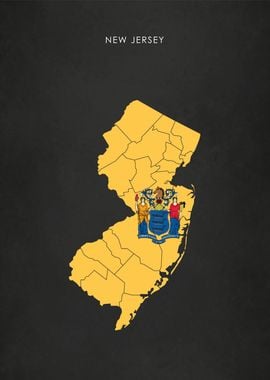 New Jersey Flag Map