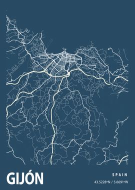 Gijon Blueprint Street Map