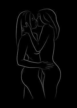 Nude Lesbians Line Art