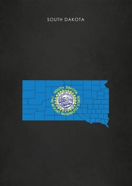 South Dakota Flag Map