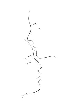 Kissing Couple Line Art