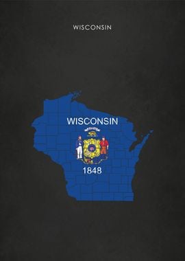 Wisconsin State Flag Map