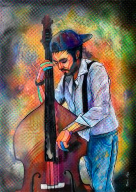 Double bass jazz musician