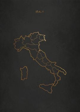 Gold Italy Map