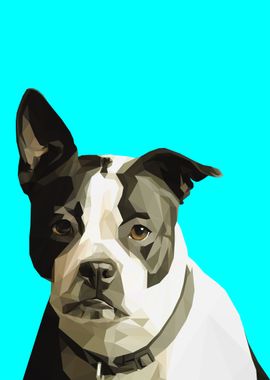 Black White Dog Lowpoly