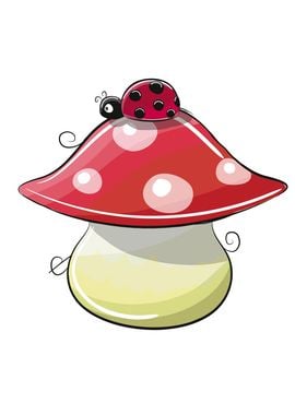 Ladybug on a Mushroom