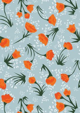 Tiny orange floral pattern