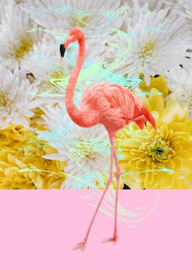 Flamingo and Flowers