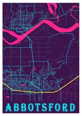 Abbotsford Neon City Map 