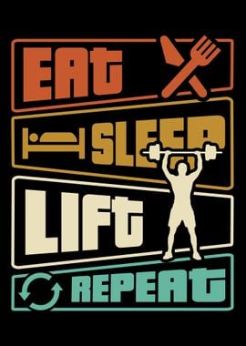 Gym Lover Gift Eat Gym Sleep Repeat Workout Poster by Jeff