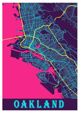 Oakland Neon City Map