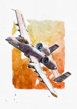 A10 Thunderbolt Watercolor