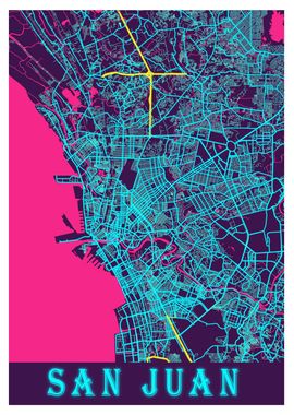 San Juan Neon City Map