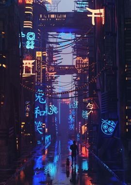 'Concept Cyberpunk City' Poster, picture, metal print, paint by ...