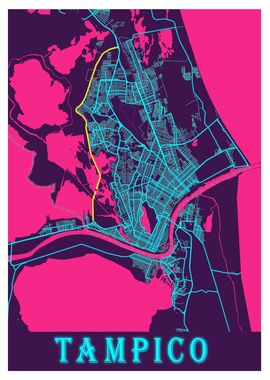 Tampico Neon City Map