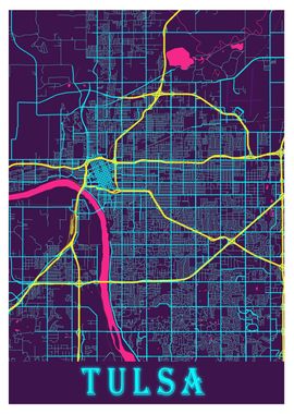 Tulsa Neon City Map