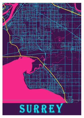 Surrey Neon City Map