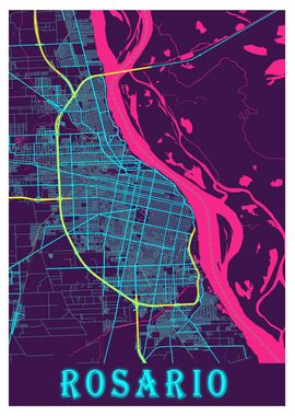 Rosario Neon City Map