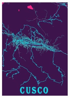 Cusco Neon City Map