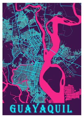 Guayaquil Neon City Map