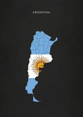 Argentina Flag Map Poster