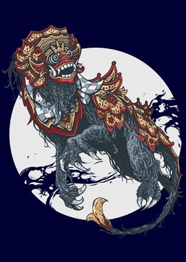 Asian Dragon on Full Moon