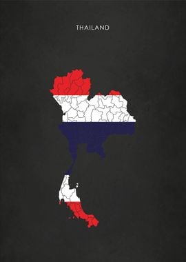 Thailand Flag Map Poster