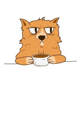 Funny grumpy Coffee Cat