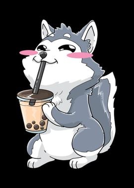 Siberian Husky Bubble Tea