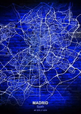 madrid spain neon map