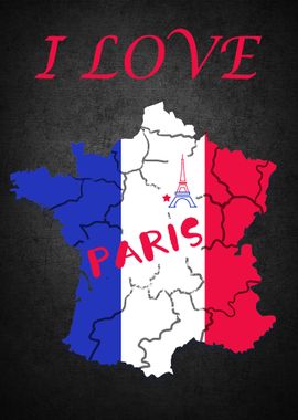 I Love Paris France Map